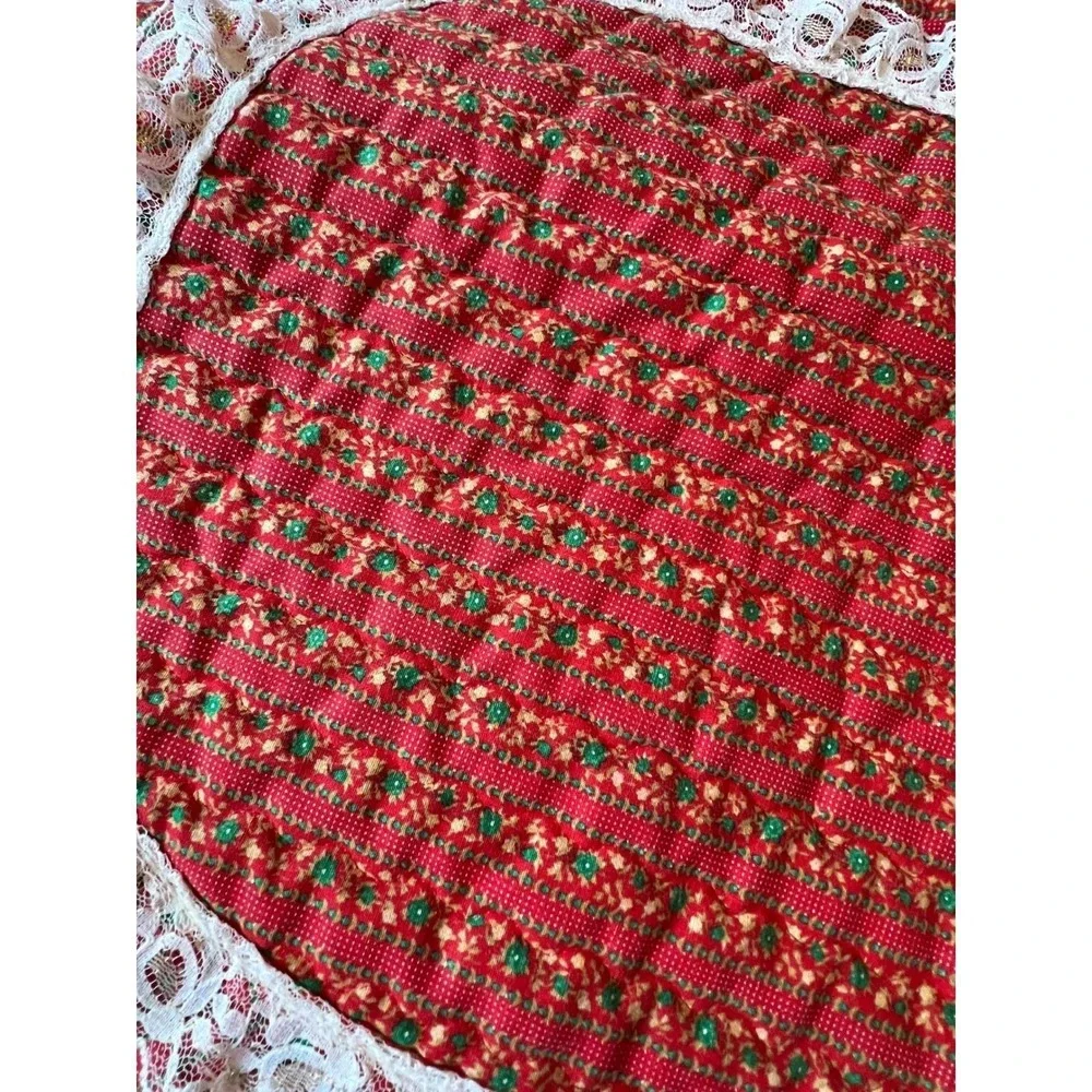Handmade Quilted Christmas Placemats Set 6 Cottagecore GrandmaCore Red 16x13